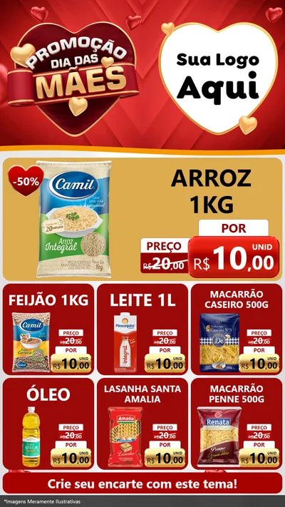 Modelo de Rede Social para Stories com o tema Promoção Dia das Mães para Supermercado