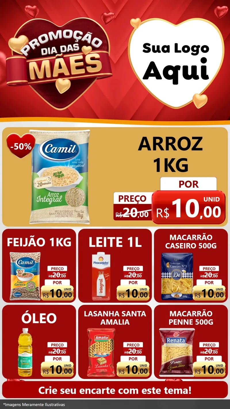 Modelo de Rede Social para Stories com o tema Promoção Dia das Mães para Supermercado