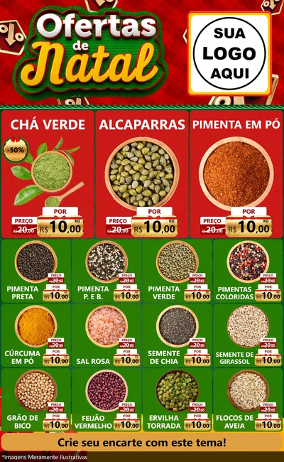 Modelo de Encarte para Encarte Grande com o tema Ofertas de Natal para Produtos Naturais