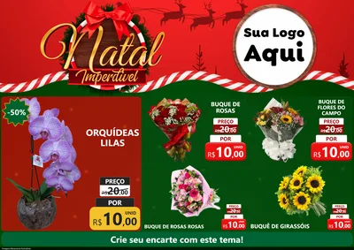 Modelo de Encarte para Encarte A4 Horizontal com o tema Natal Imperdível para Floricultura e jardim
