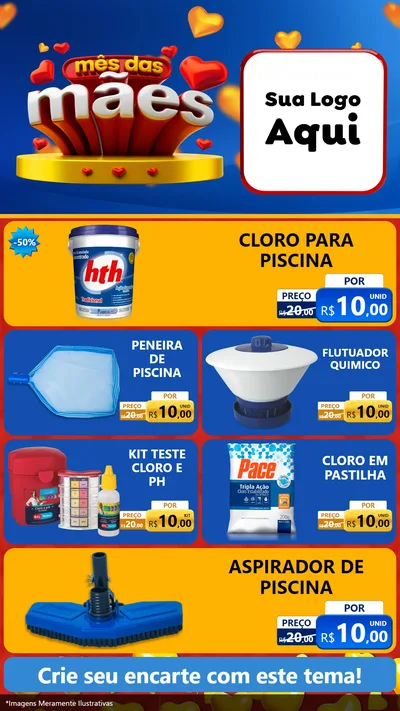 Modelo de TV para TV Vertical com o tema Mês das Mães para Produtos para Piscina