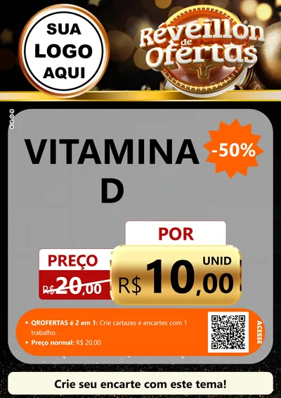 Modelo de Cartaz para Cartaz A4 Vertical com o tema Réveillon de Ofertas para Farmácia