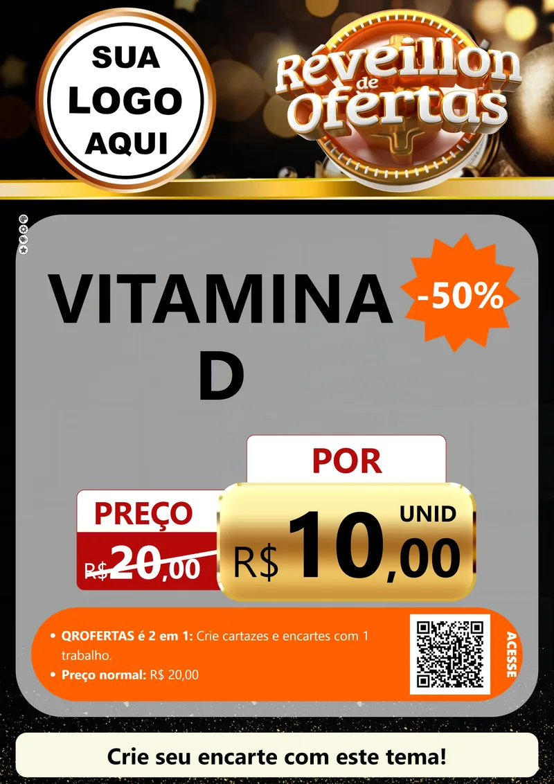 Modelo de Cartaz para Cartaz A4 Vertical com o tema Réveillon de Ofertas para Farmácia
