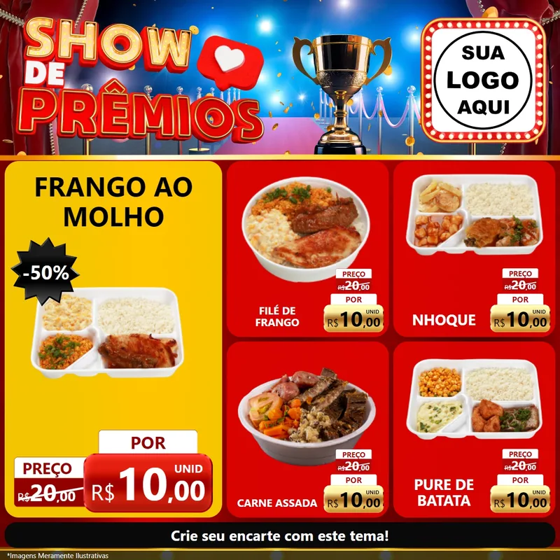 Modelo de Rede Social para Feed Facebook com o tema Show de Prêmios para Restaurante
