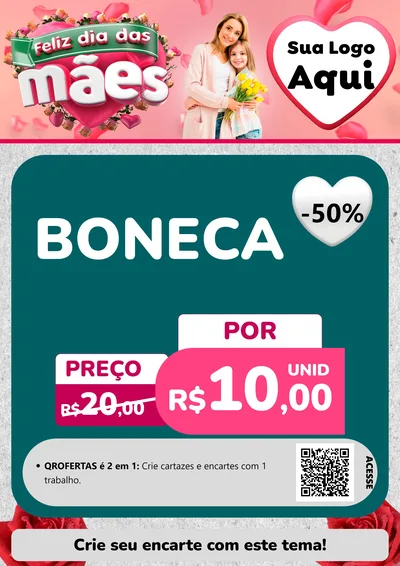 Modelo de Cartaz para Cartaz A4 Vertical com o tema Feliz Dia das Mães para Brinquedos