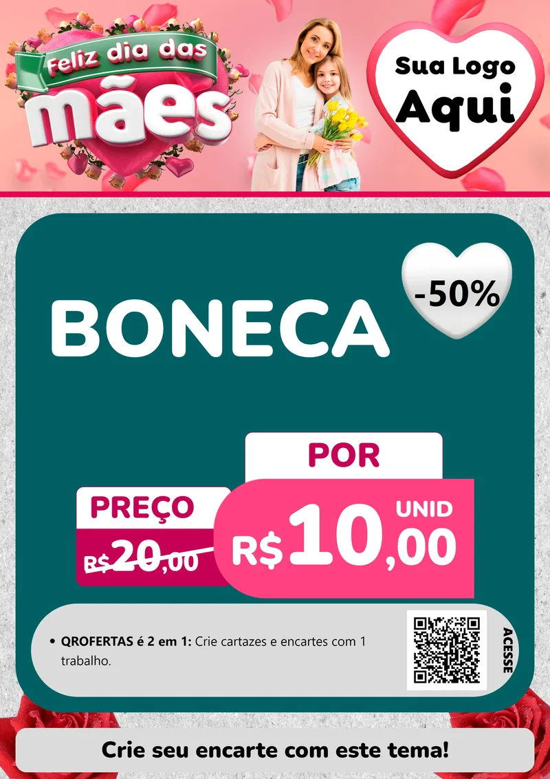 Modelo de Cartaz para Cartaz A4 Vertical com o tema Feliz Dia das Mães para Brinquedos
