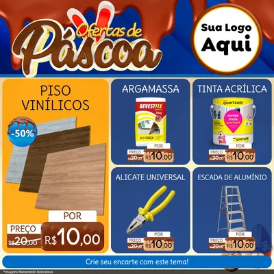 Modelo de Rede Social para Feed Facebook com o tema Ofertas de Páscoa para Material para Construção
