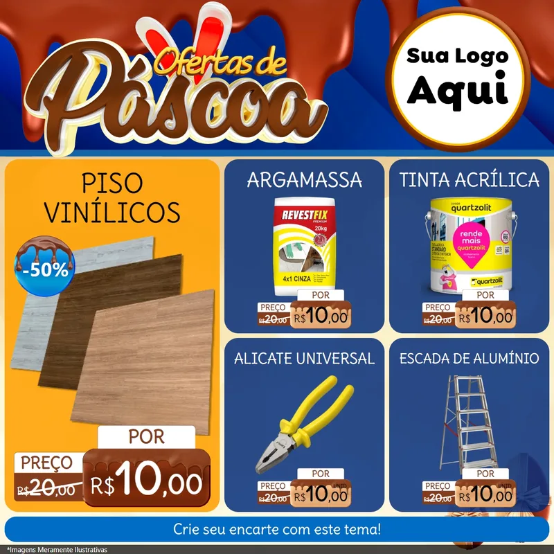 Modelo de Rede Social para Feed Facebook com o tema Ofertas de Páscoa para Material para Construção
