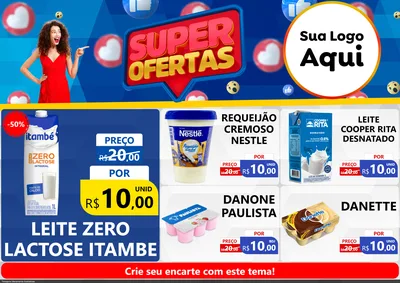 Modelo de Encarte para Encarte A4 Horizontal com o tema Super Ofertas para Frios e Laticínios