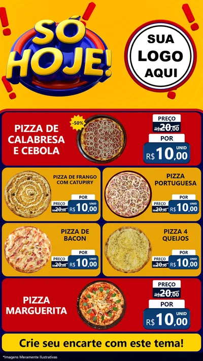 Modelo de TV para TV Vertical com o tema Só Hoje! para Pizzaria