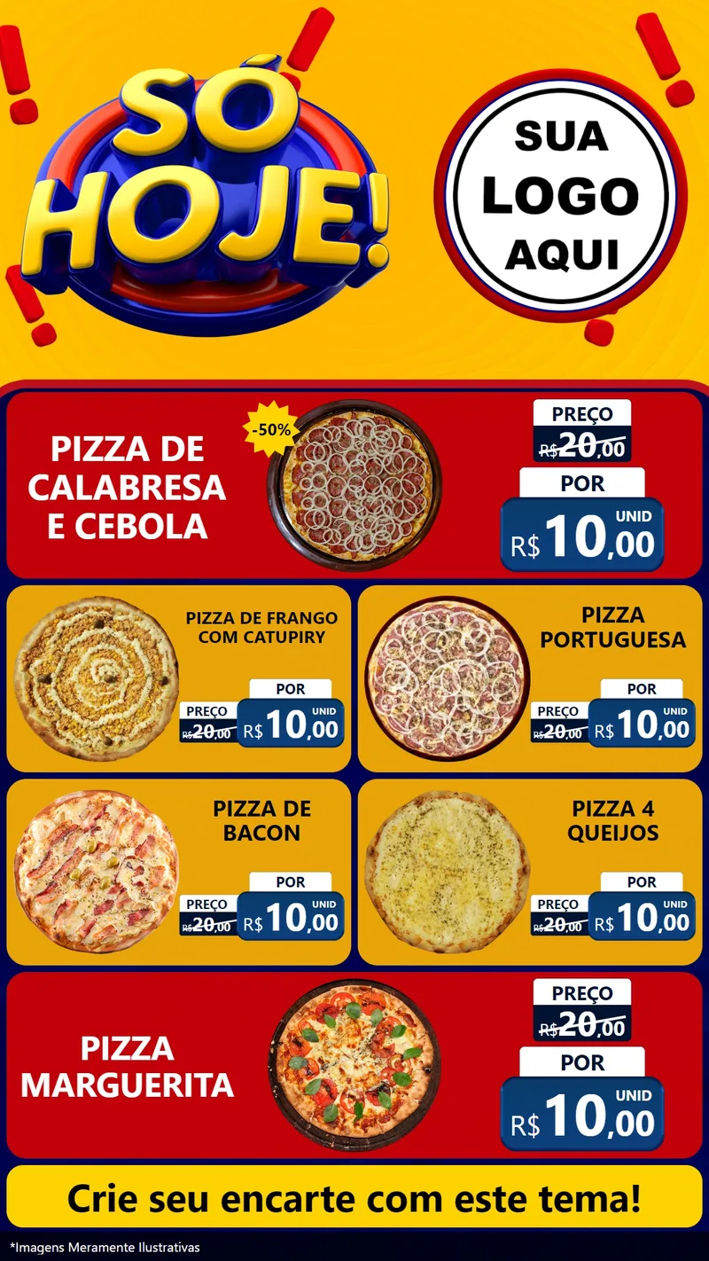 Modelo de TV para TV Vertical com o tema Só Hoje! para Pizzaria