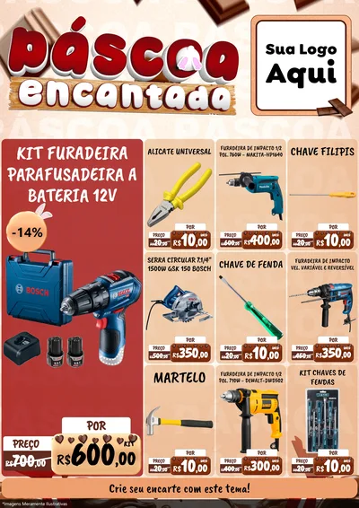 Modelo de Encarte para Encarte A4 Vertical com o tema Páscoa Encantada para Maquinas e Ferramentas