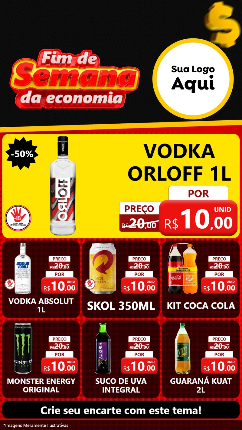 Modelo de Rede Social para Stories com o tema Fim de Semana da Economia para Distribuidora de bebidas