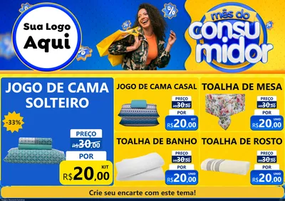 Modelo de Encarte para Encarte A4 Horizontal com o tema Mês do Consumidor para Cama, Mesa e Banho