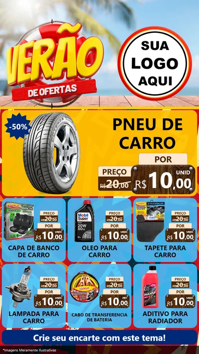 Modelo de Rede Social para Stories com o tema Verão de Ofertas para Auto peças