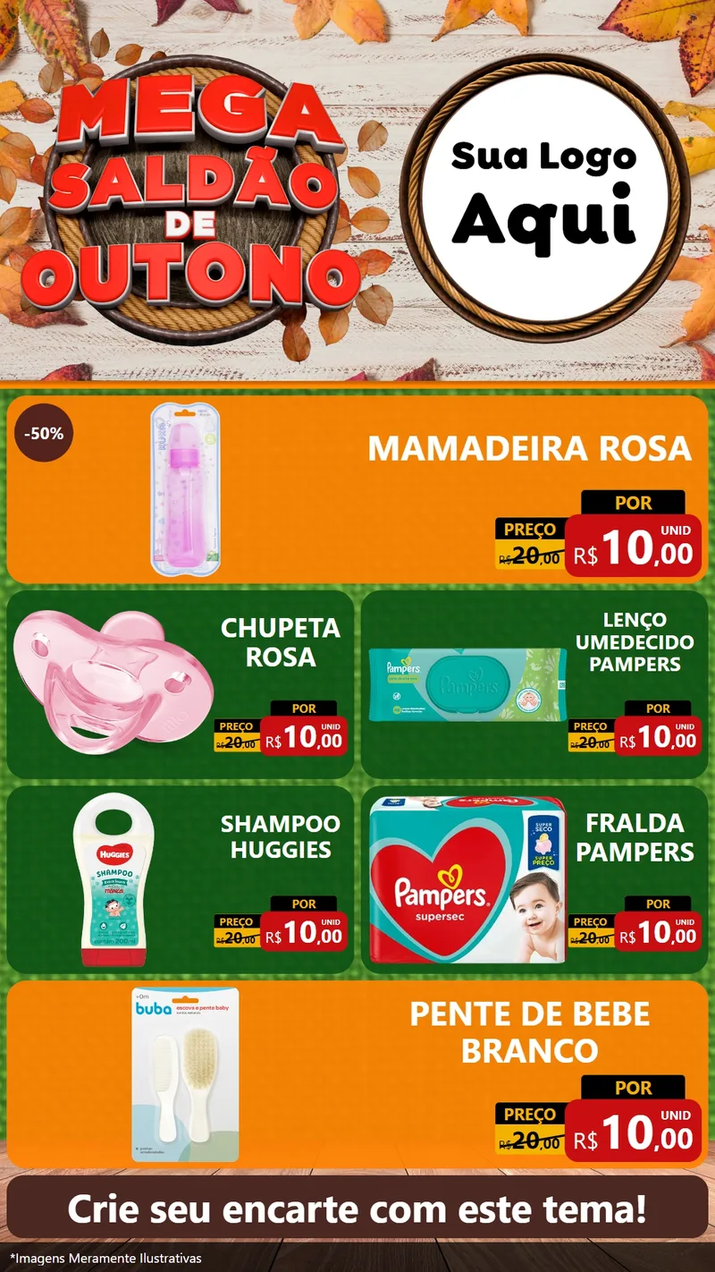 Modelo de TV para TV Vertical com o tema Mega Saldão de Outono para Bebês