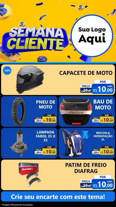 Modelo de TV para TV Vertical com o tema Semana do Cliente para Moto peças
