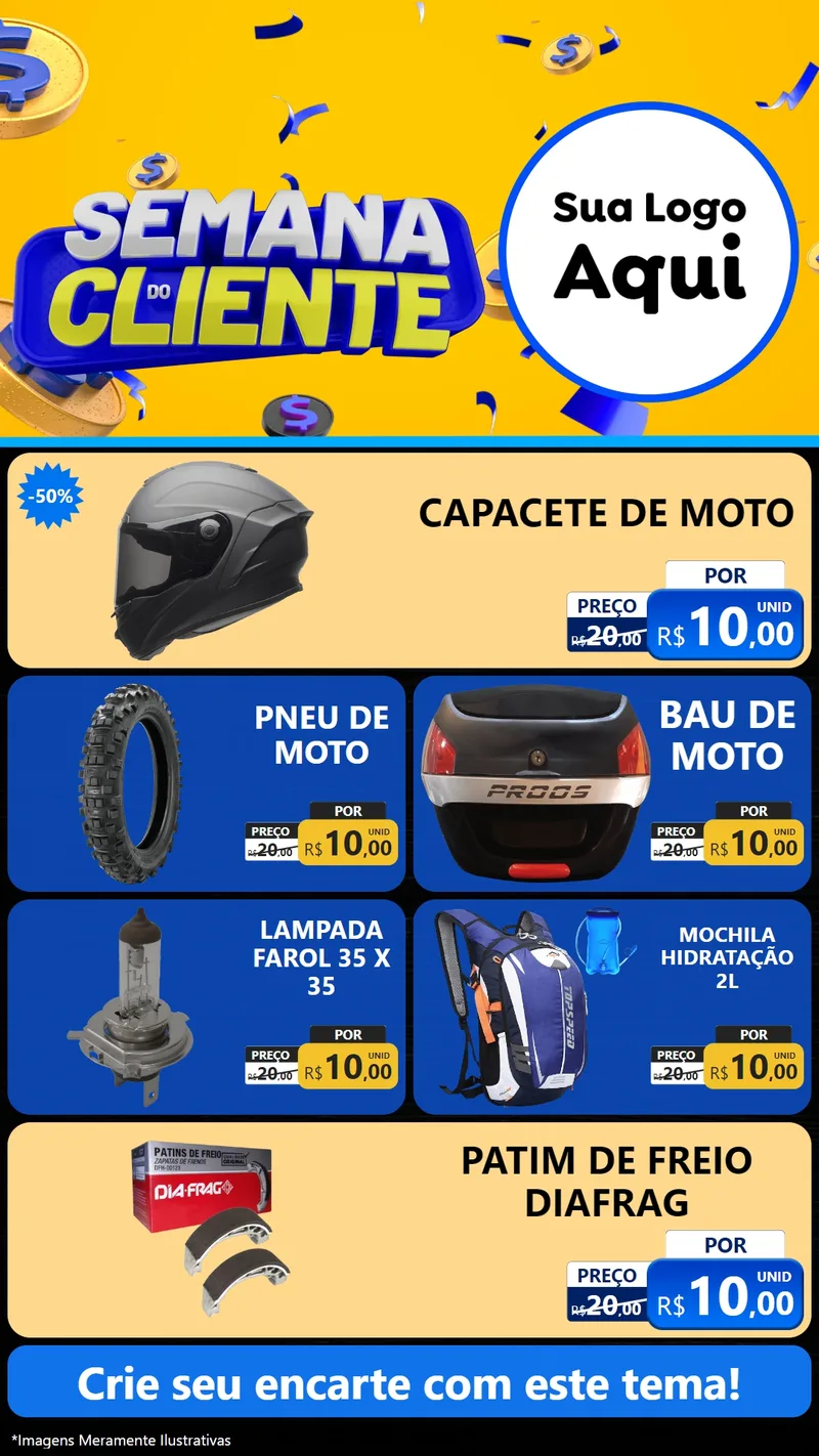 Modelo de TV para TV Vertical com o tema Semana do Cliente para Moto peças