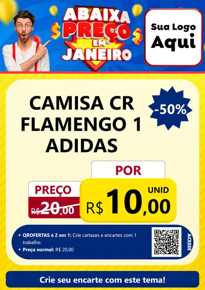Modelo de Cartaz para Cartaz A4 Vertical com o tema Abaixa Preço em Janeiro para Roupas e acessórios