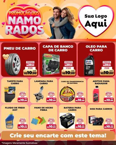 Modelo de Rede Social para Feed Instagram com o tema Promoção dos Namorados para Auto peças