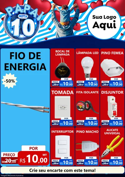 Modelo de Encarte para Encarte A4 Vertical com o tema Papai Nota 10 para Materiais Elétricos