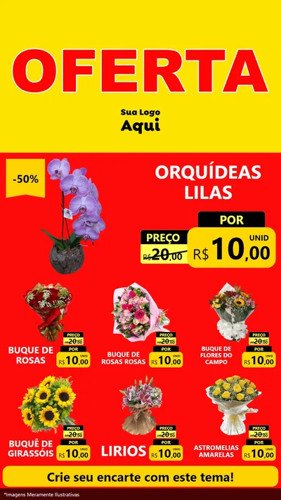 Modelo de Rede Social para Stories com o tema OFERTA - Vermelho Cartaz para Floricultura e jardim