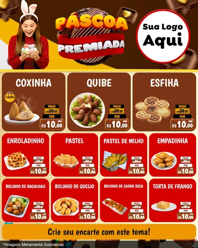 Modelo de Rede Social para Feed Instagram com o tema Páscoa Premiada para Salgadaria