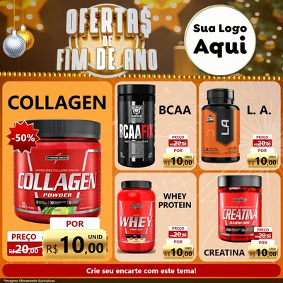 Modelo de Rede Social para Feed Facebook com o tema Ofertas de Fim de Ano para Suplementos alimentares
