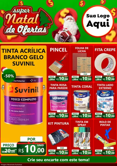 Modelo de Encarte para Encarte A4 Vertical com o tema Super Natal de Ofertas para Tintas e Ferramentas