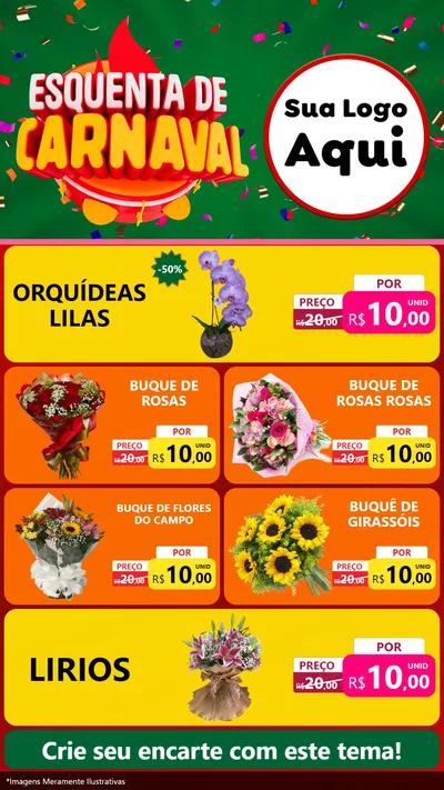 Modelo de TV para TV Vertical com o tema Esquenta de Carnaval para Floricultura e jardim