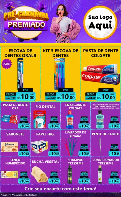 Modelo de Encarte para Encarte Grande com o tema Pré-Carnaval Premiado para Higiene Pessoal