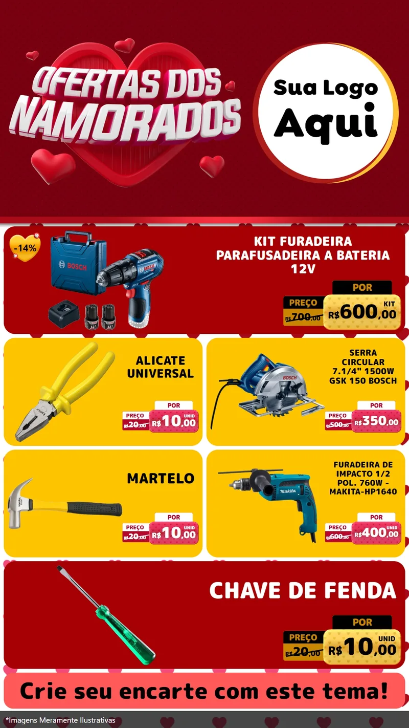 Modelo de TV para TV Vertical com o tema Ofertas Dos Namorados para Maquinas e Ferramentas