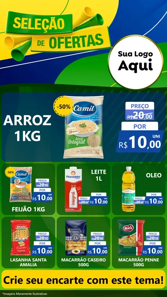 Modelo de Rede Social para Stories com o tema Seleção de Ofertas - Copa para Supermercado