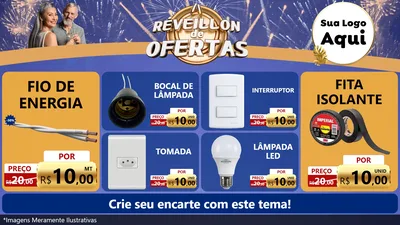 Modelo de TV para TV Horizontal com o tema Réveillon de Ofertas para Materiais Elétricos