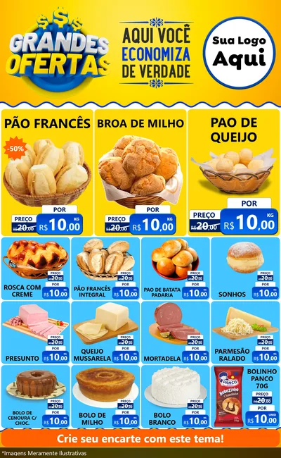 Modelo de Encarte para Encarte Grande com o tema Grandes Ofertas para Padaria
