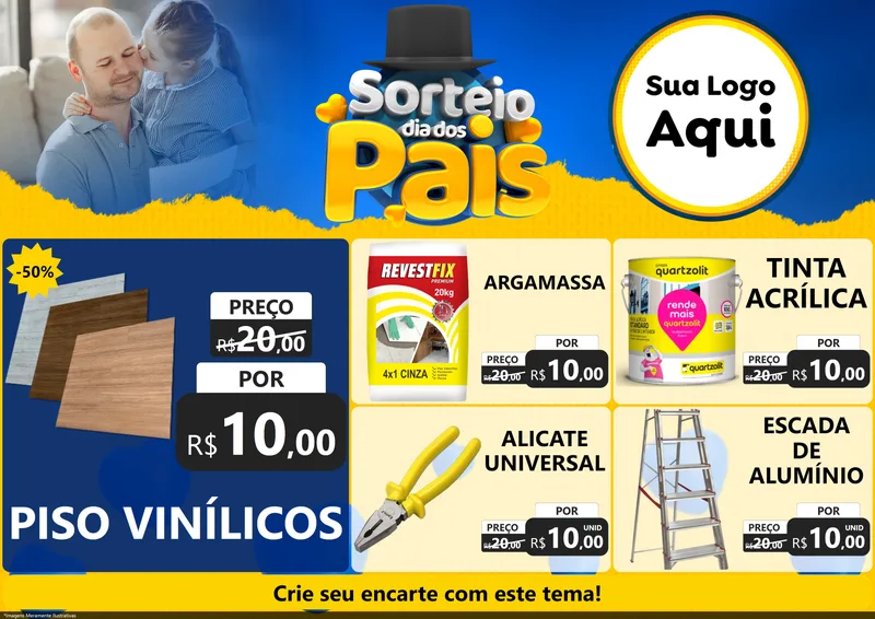 Modelo de Encarte para Encarte A4 Horizontal com o tema Sorteio Dia Dos Pais para Material para Construção