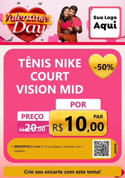 Modelo de Cartaz para Cartaz A4 Vertical com o tema Valentine's Day para Calçados