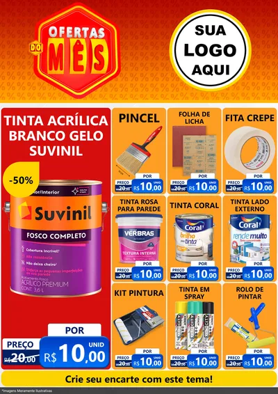 Modelo de Encarte para Encarte A4 Vertical com o tema Ofertas do Mês para Tintas e Ferramentas