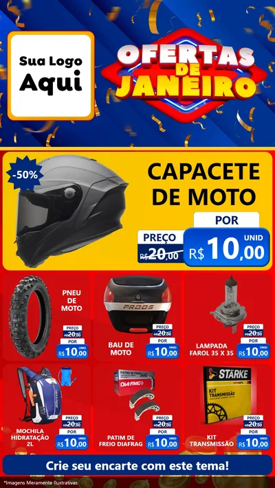 Modelo de Rede Social para Stories com o tema Ofertas de Janeiro para Moto peças