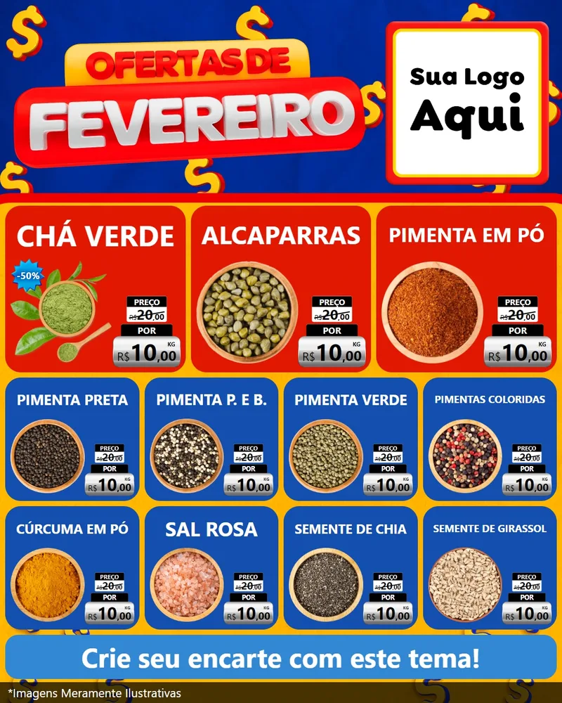 Modelo de Rede Social para Feed Instagram com o tema Ofertas de Fevereiro para Produtos Naturais