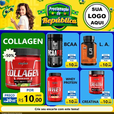 Modelo de Rede Social para Feed Facebook com o tema Proclamação da República para Suplementos alimentares