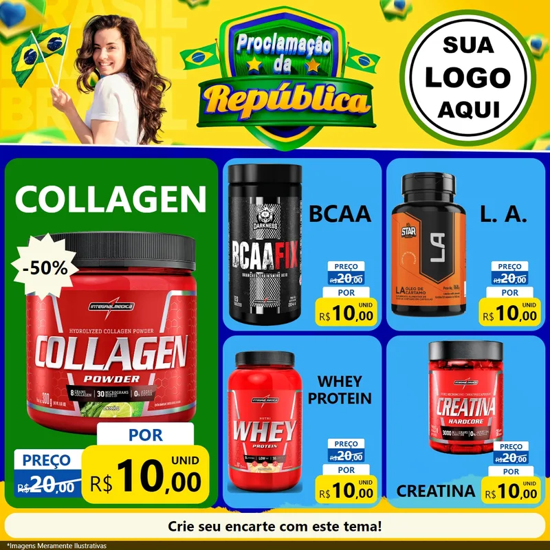 Modelo de Rede Social para Feed Facebook com o tema Proclamação da República para Suplementos alimentares
