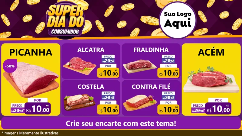 Modelo de TV para TV Horizontal com o tema Super Dia do Consumidor para Açougue