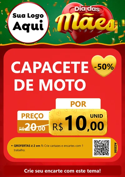 Modelo de Cartaz para Cartaz A4 Vertical com o tema Dia das Mães para Moto peças
