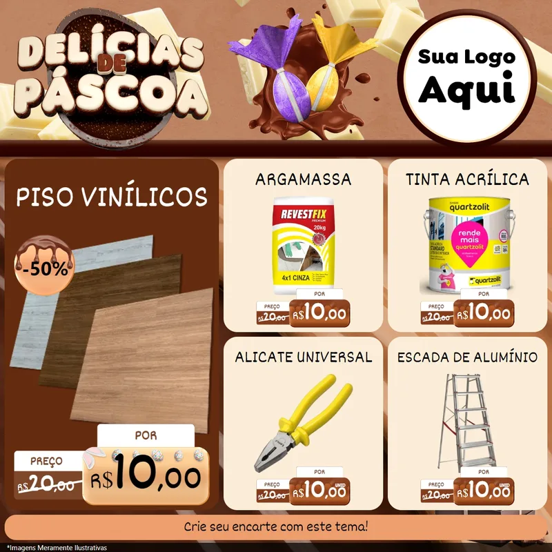 Modelo de Rede Social para Feed Facebook com o tema Delícias de Páscoa para Material para Construção