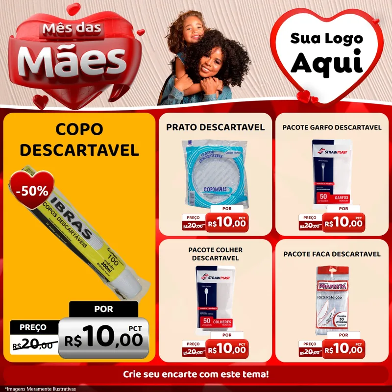 Modelo de Rede Social para Feed Facebook com o tema Mês das Mães para Embalagens