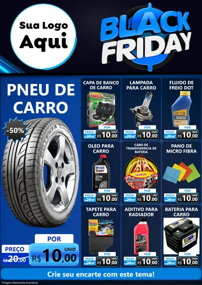 Modelo de Encarte para Encarte A4 Vertical com o tema Black Friday para Auto peças