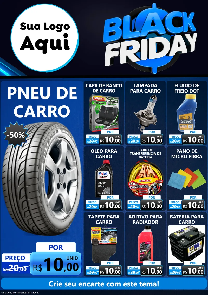 Modelo de Encarte para Encarte A4 Vertical com o tema Black Friday para Auto peças