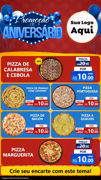 Modelo de TV para TV Vertical com o tema Promoção de Aniversário para Pizzaria