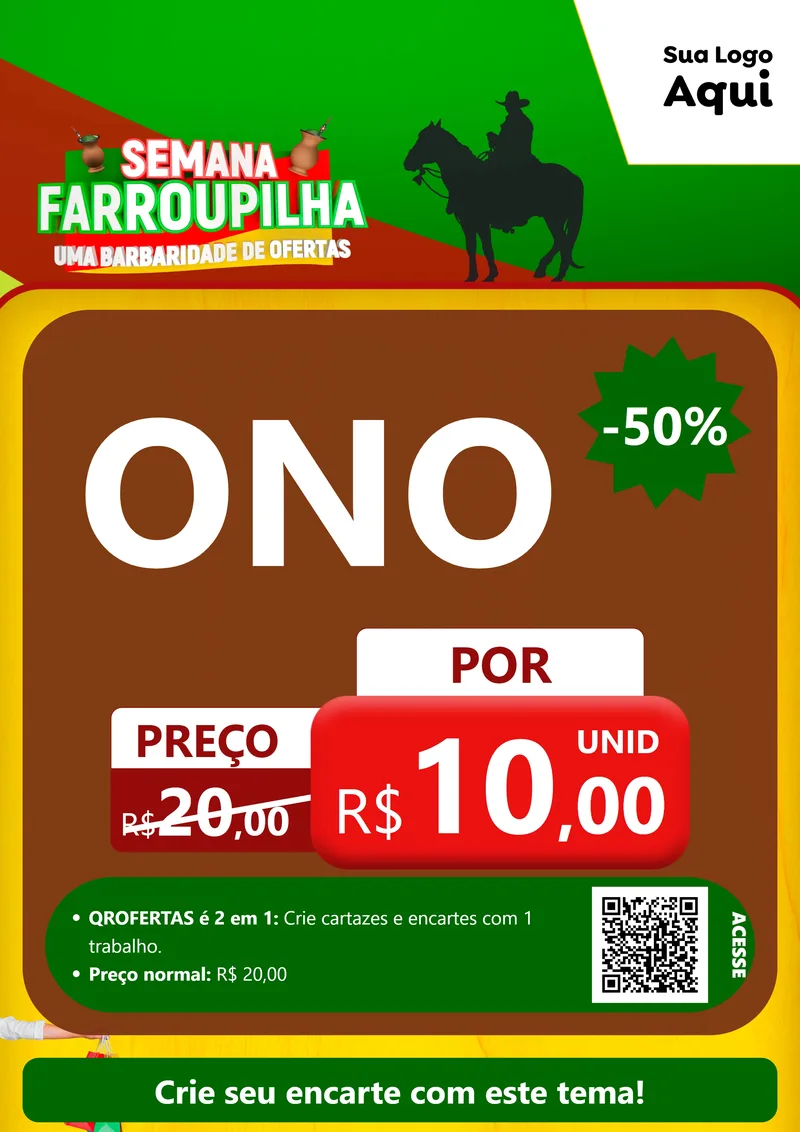 Modelo de Cartaz para Cartaz A4 Vertical com o tema Semana Farroupilha - Uma Barbaridade de Ofertas para Óticas